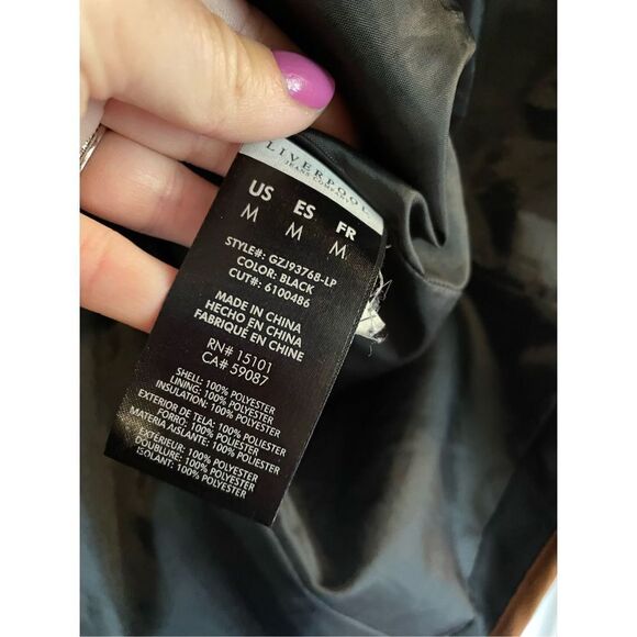 Liverpool LA black quilted tan trim jacket size m - Picture 6 of 10